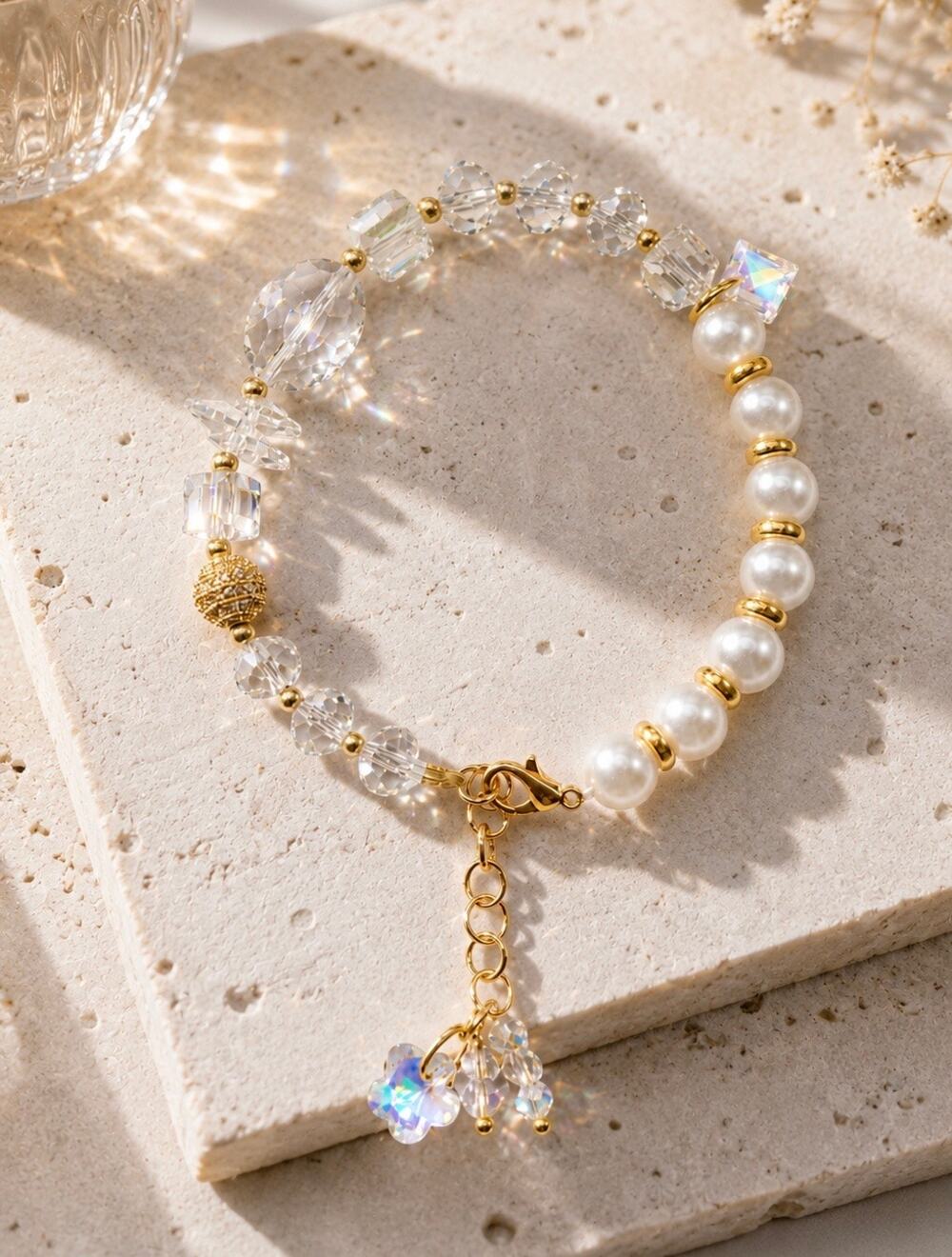 Swarovski Beaded Pearl Charm Bracelet